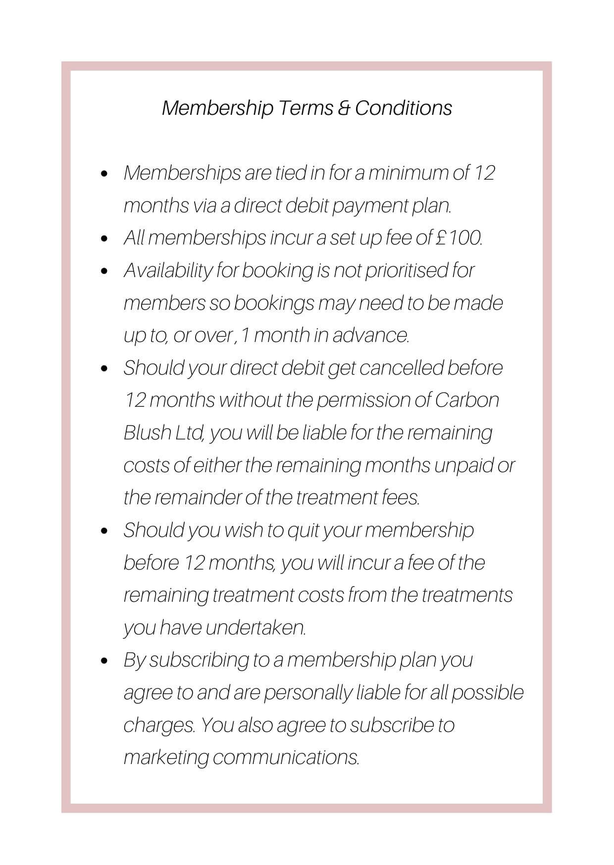 Membership Terms & Conditions